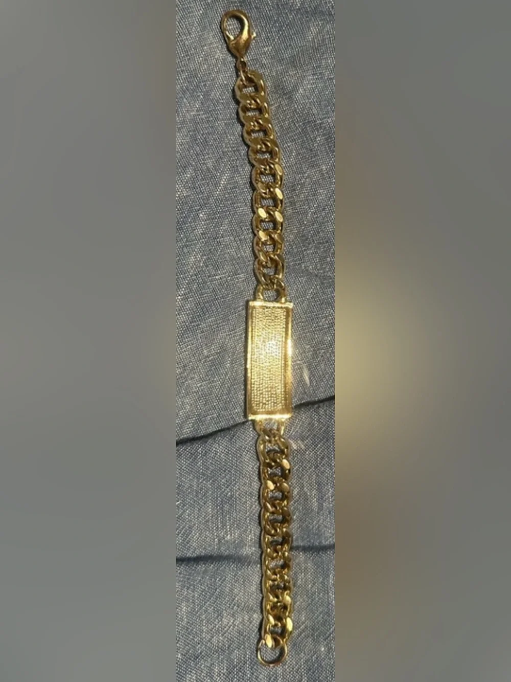 Y2K engravable Gold Tone Chunky Chain ID Bracelet